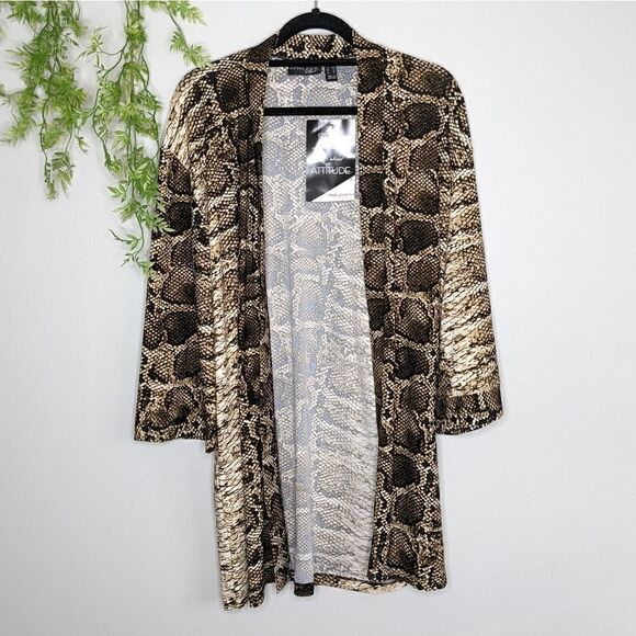 (Attitudes by Renee) QVC New Snakeskin Cardigan Petite Small - Picture 1 of 9